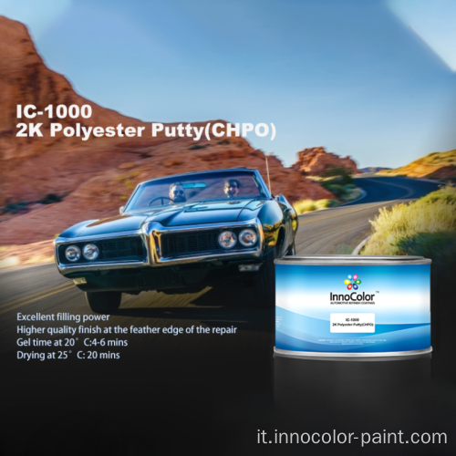 PUTTY INNOCOLOR ESILE SAGGIO DI FILTURAZIONE FILLER BODY FILLER AUTOBODY RIPARAZIONE POLITISTORI RAPIDCURE BPO PUTTURA LEGGE